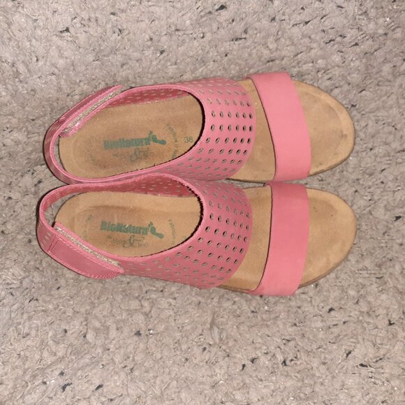 BIONATURA-Cameo Red Nubuck Sandal-Perforated Ankle Strap-Comfort-Sz 38-Excellent - Picture 6 of 7